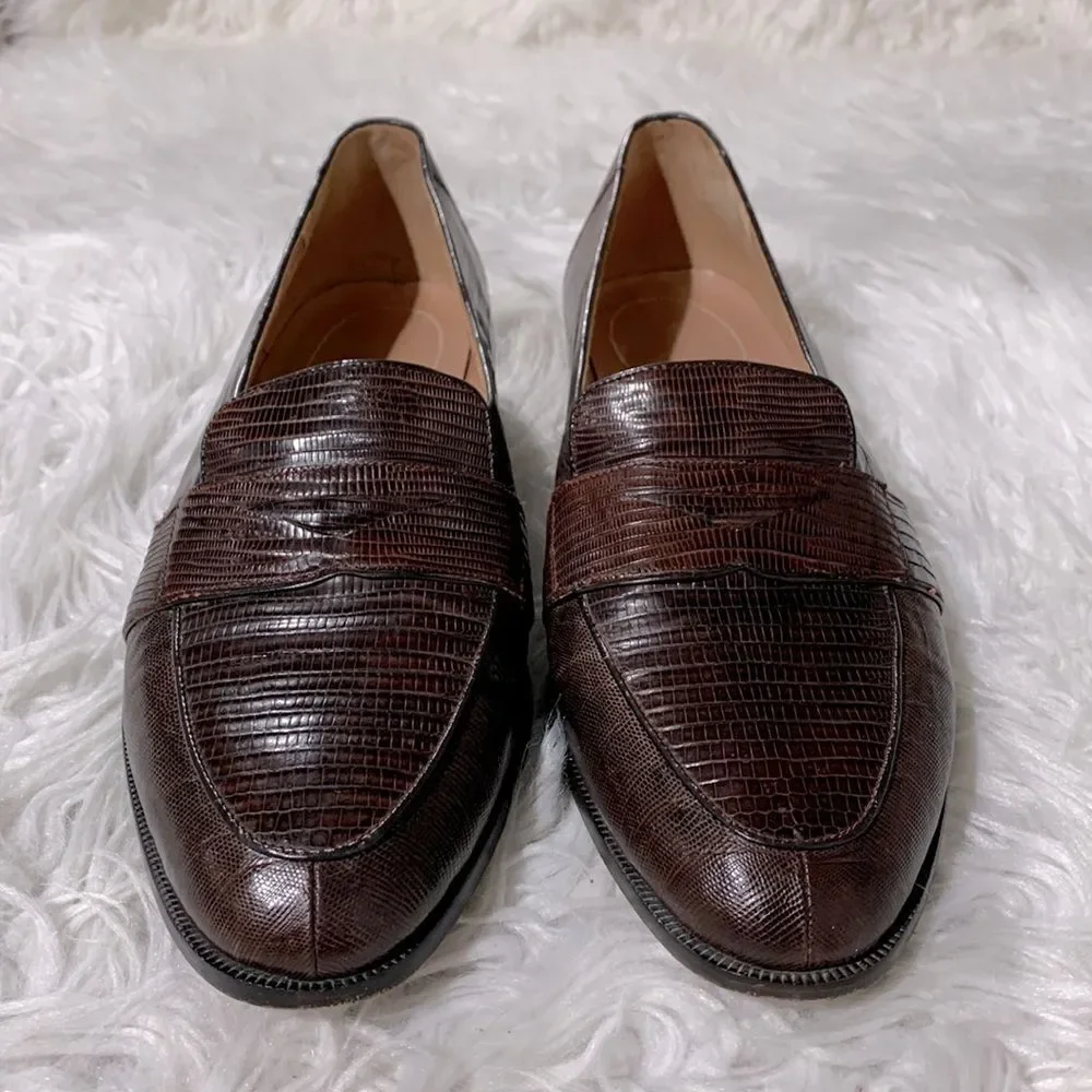 GENUINE LIZARD loafers reddish brown men’s 10.5D
